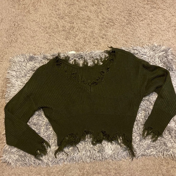 Green Ruffled Sweater - Picture 1 of 1
